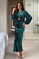 Clara Cutout Maxi Dress Green Velvet