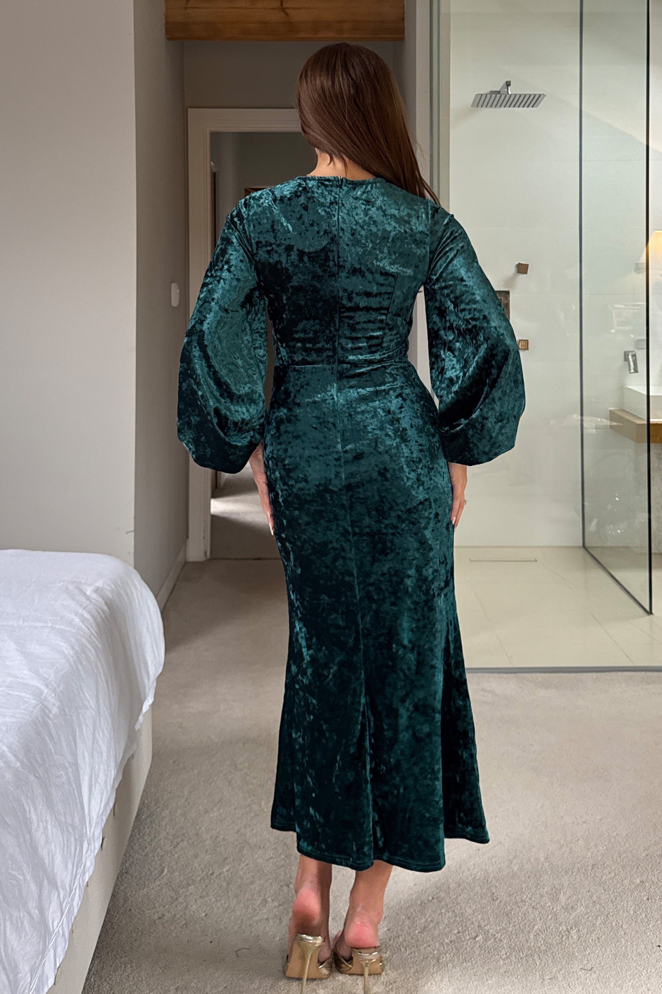 Clara Cutout Maxi Dress Green Velvet