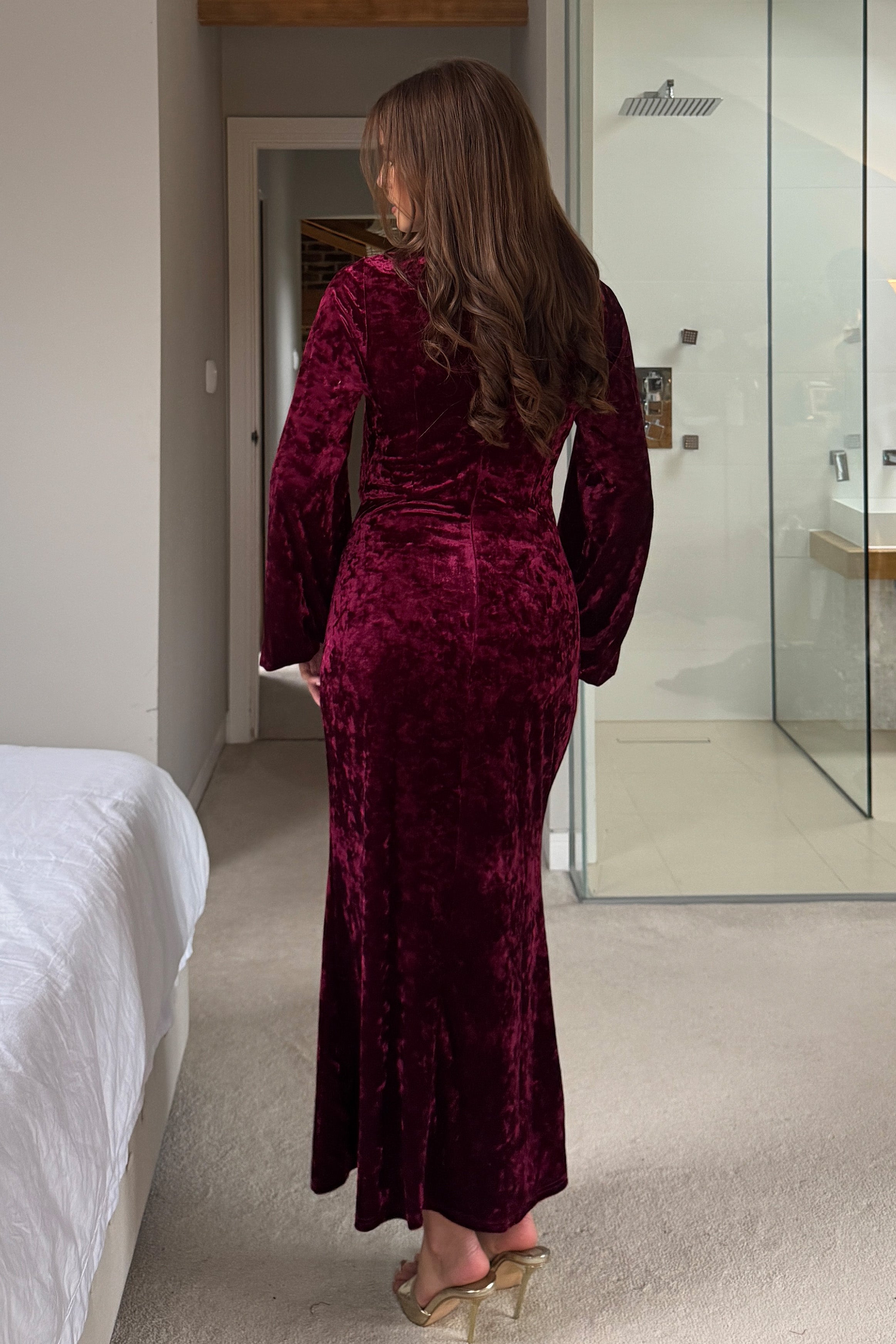 Clara Cutout Maxi Dress Wine Velvet