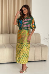 Havanaa Green Multi Midi Dress