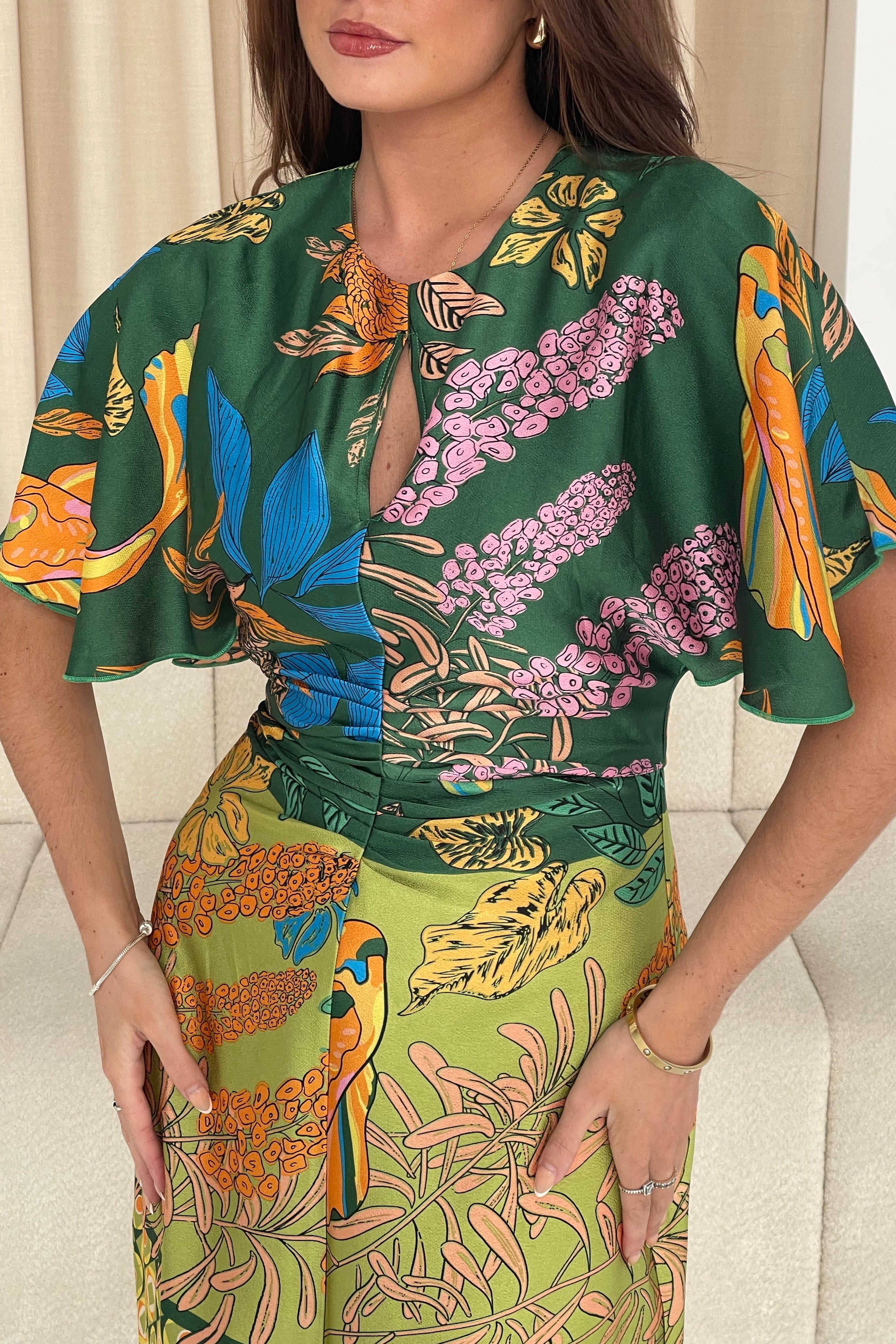 Havanaa Green Multi Midi Dress