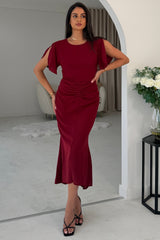 Cleo Berry Ruched Detail Midi Dress