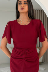 Cleo Berry Ruched Detail Midi Dress