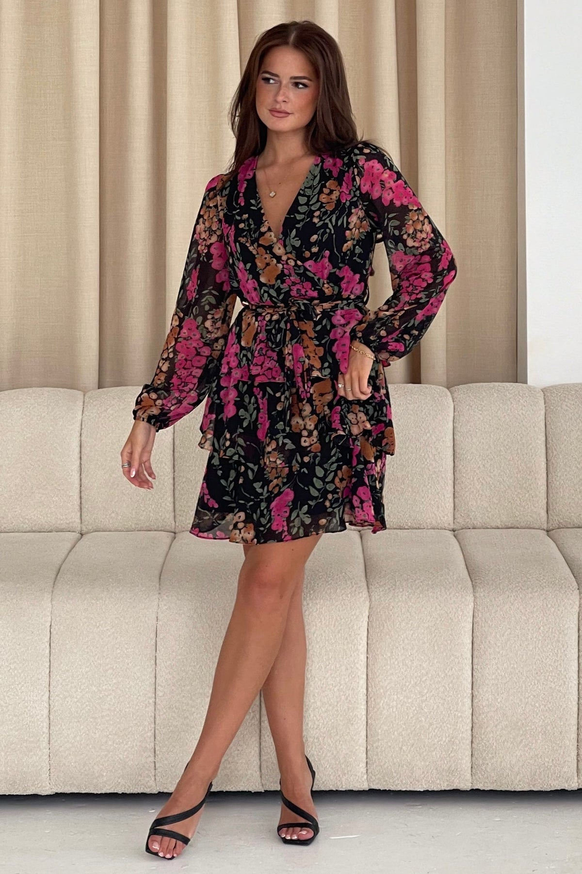 Kim Long sleeve Tiered Mini Dress