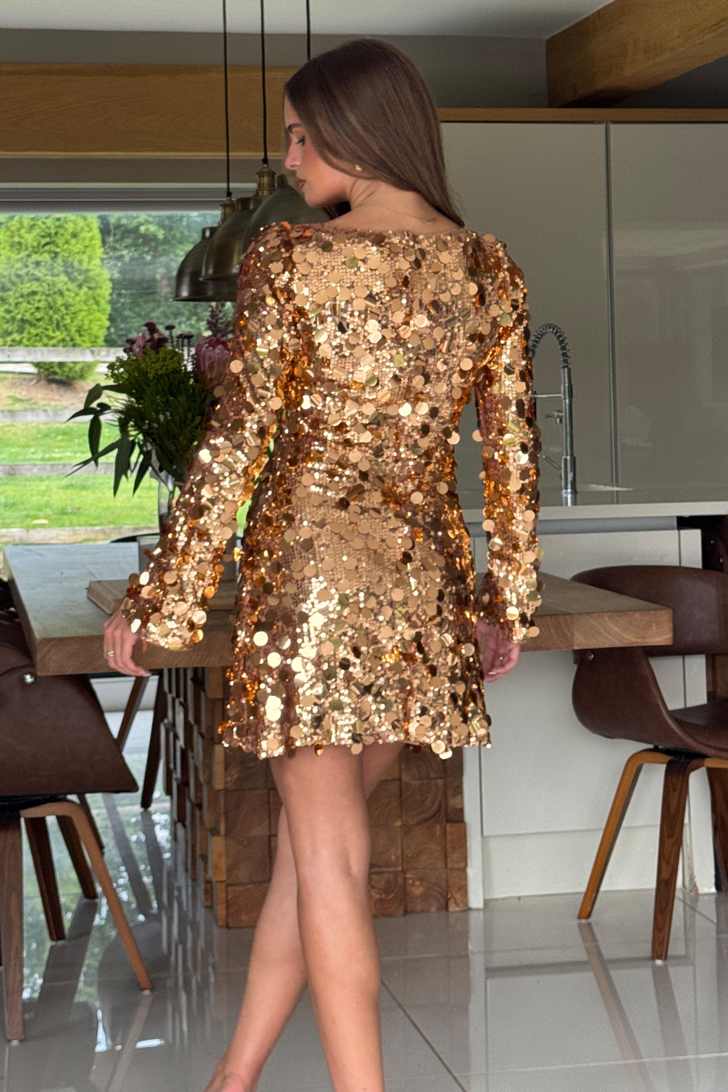 Anita Gold Sequin Mini Dress