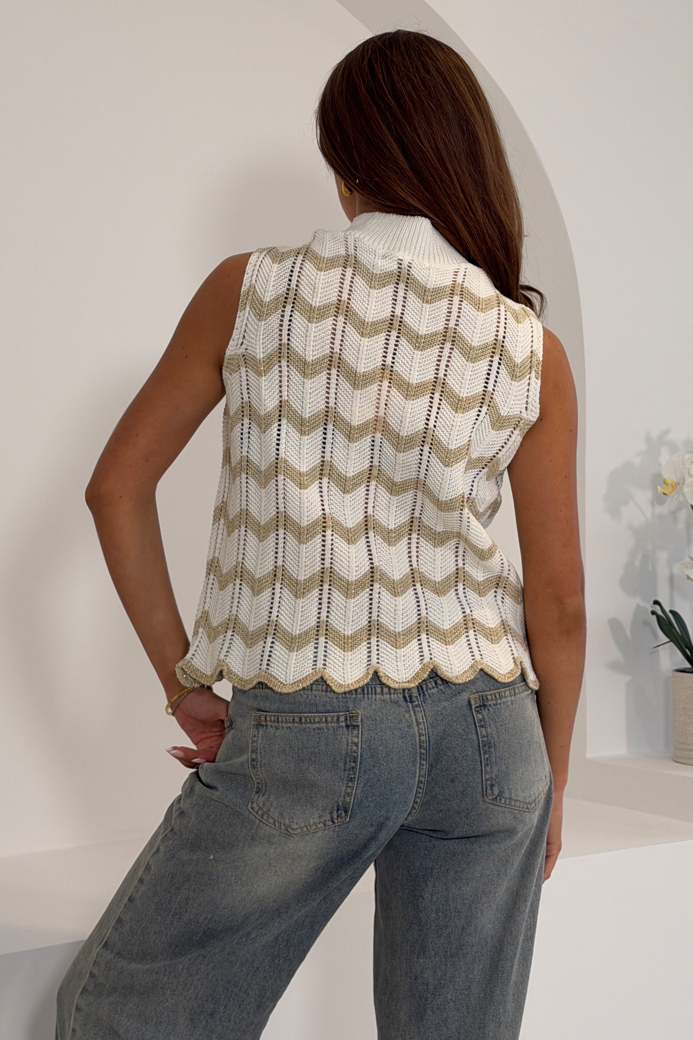 Jada Gold Crochet Chevron Top