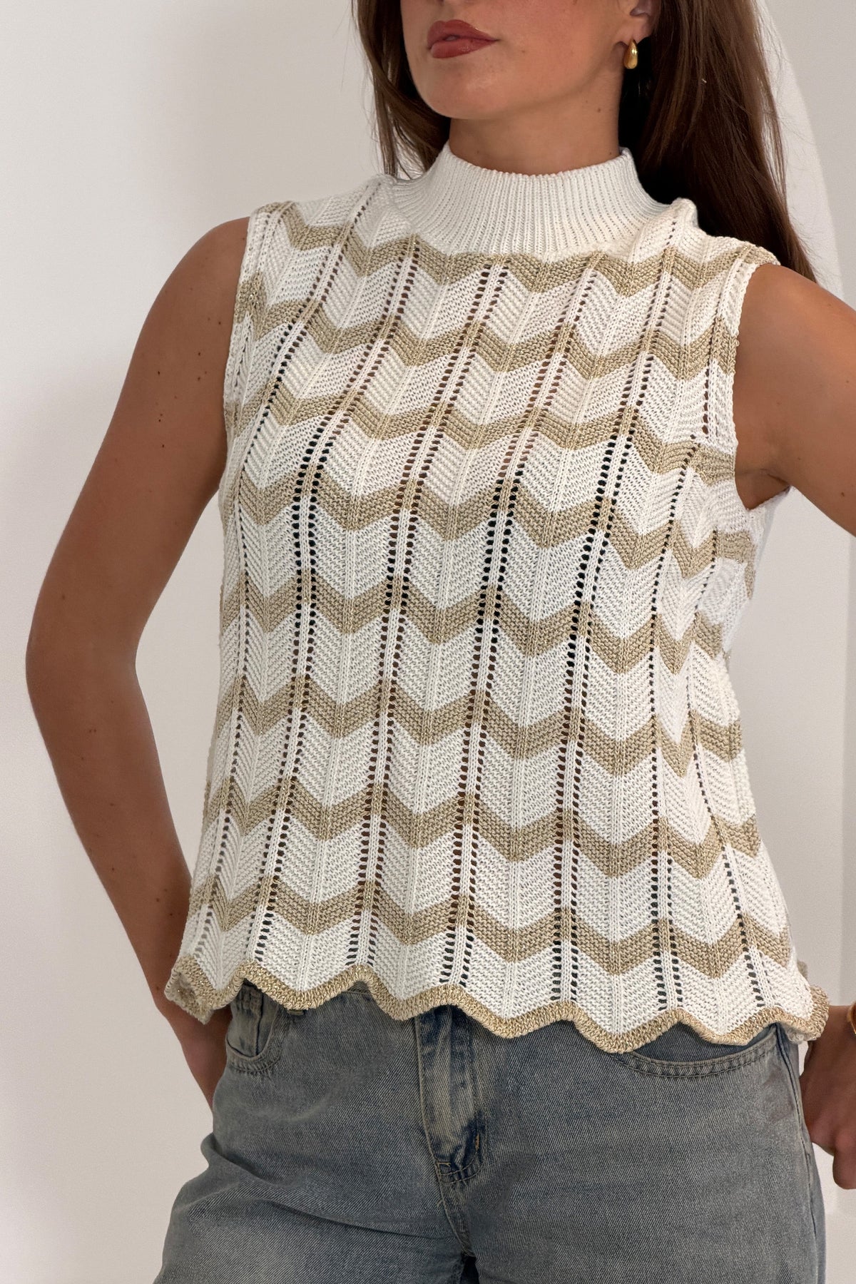 Jada Gold Crochet Chevron Top