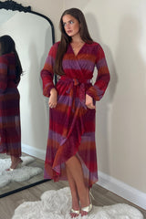Erin Multi Shimmer Split Hem Frill Detail Maxi Dress