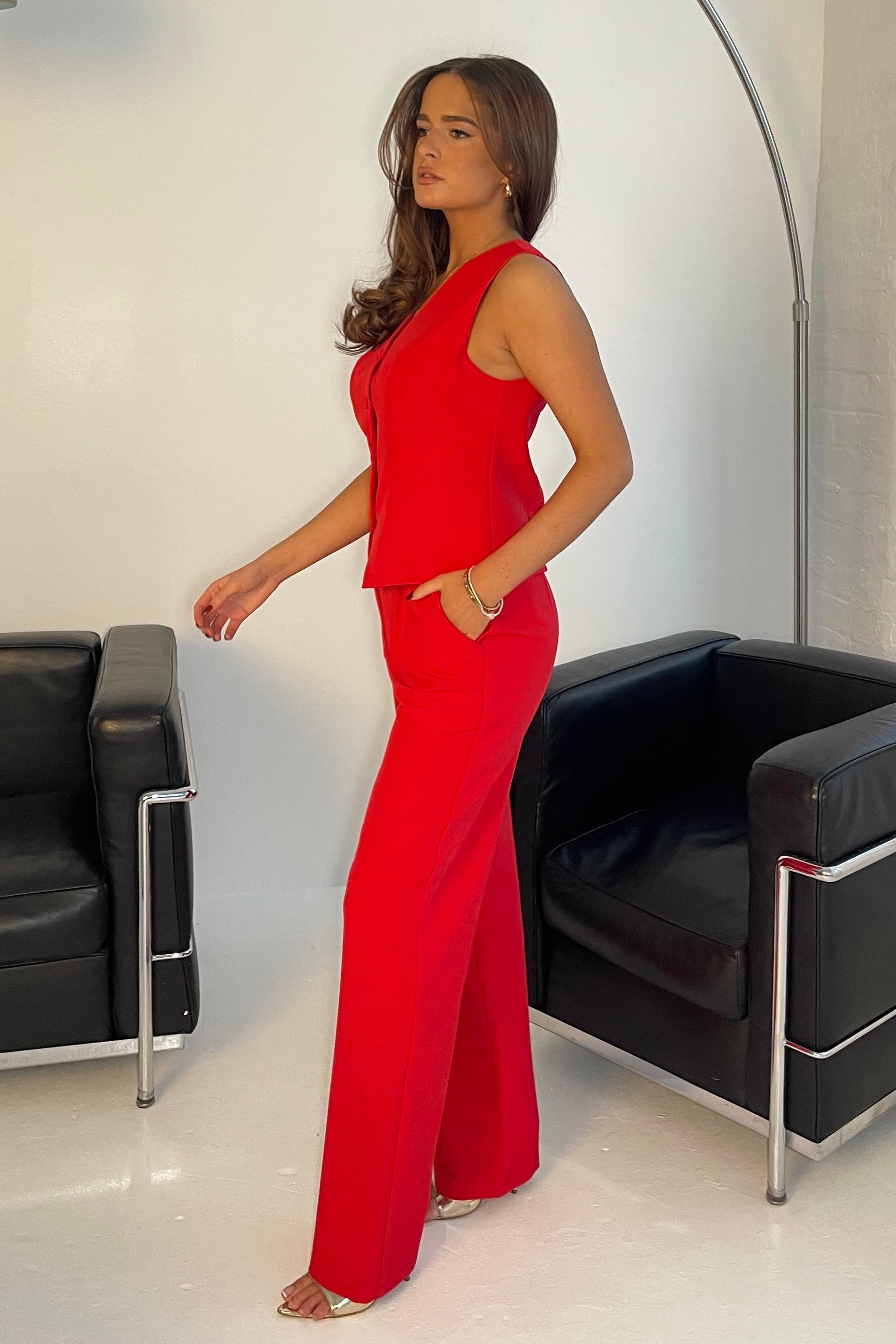 Bobbi Tailored Waistcoat Red