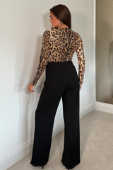 Casandra Leopart Sequin Wrap Front Jumpsuit