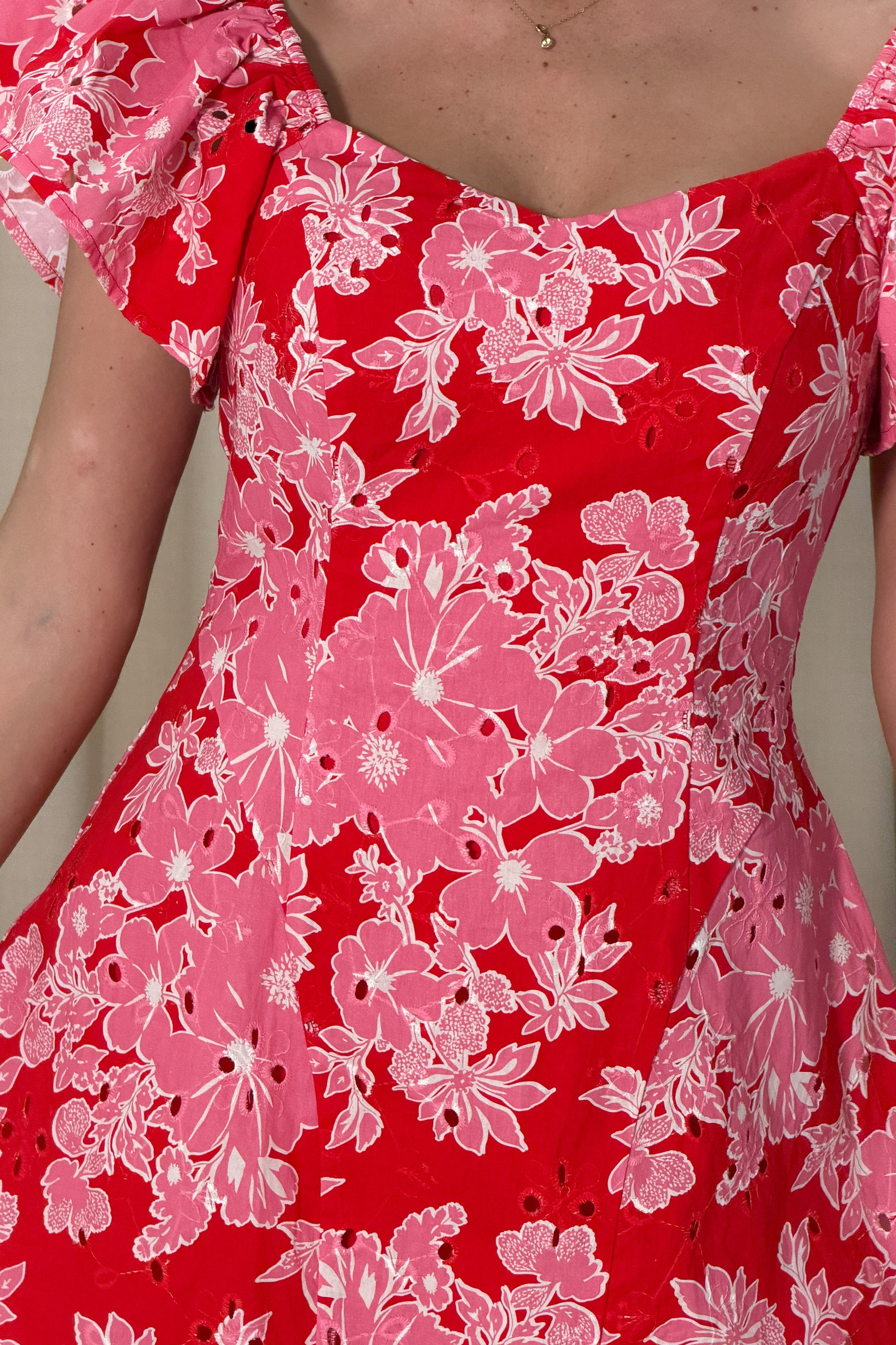 Alex Broiderie Anglais Mini Dress Pink