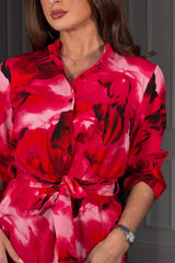 Ashton Pink Floral Frill Mini Dress