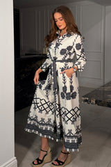 Angela Black Floral Shirt Maxi Dress