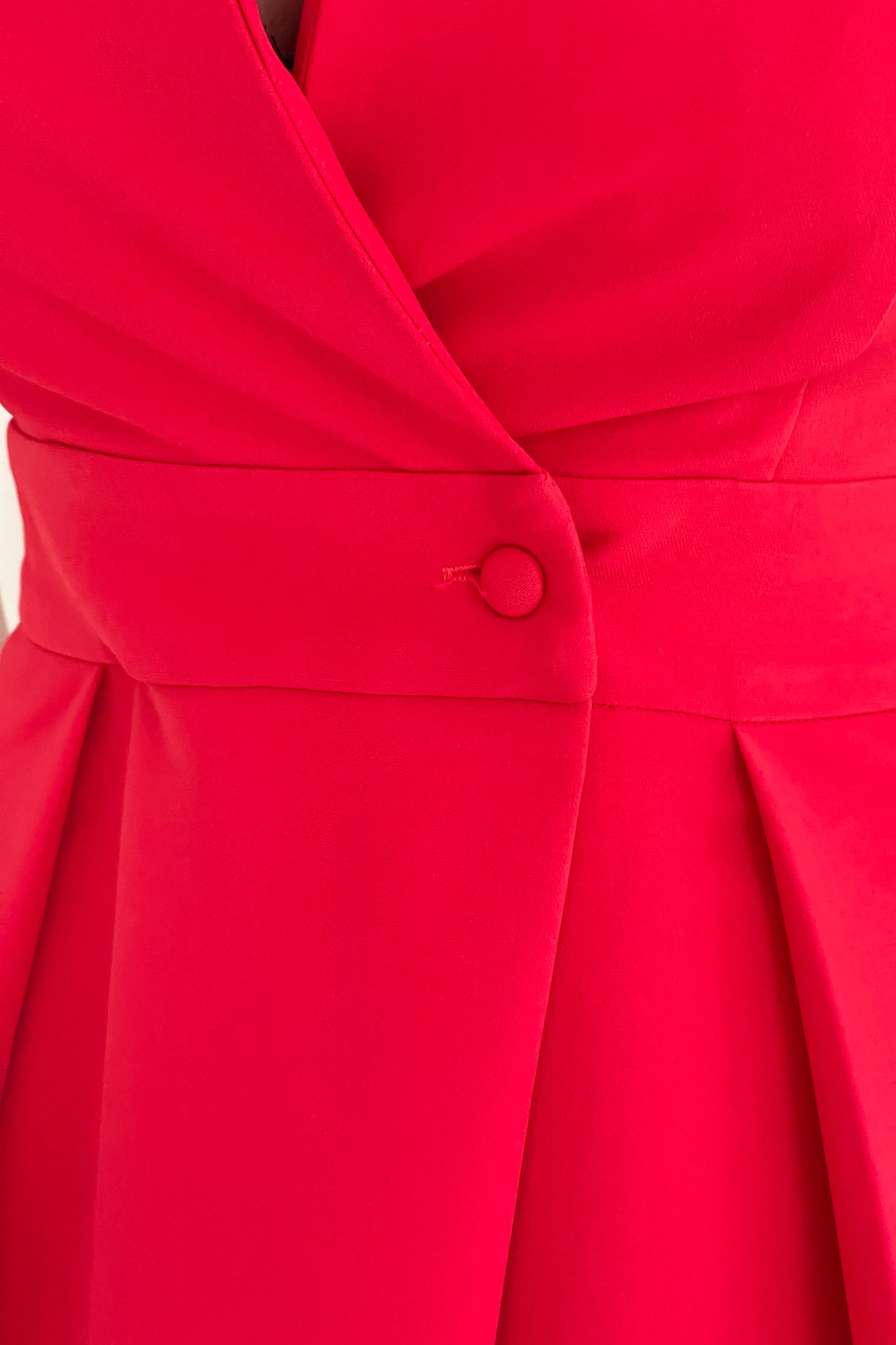 Cameron Collared Tailored Shirt Dress Red