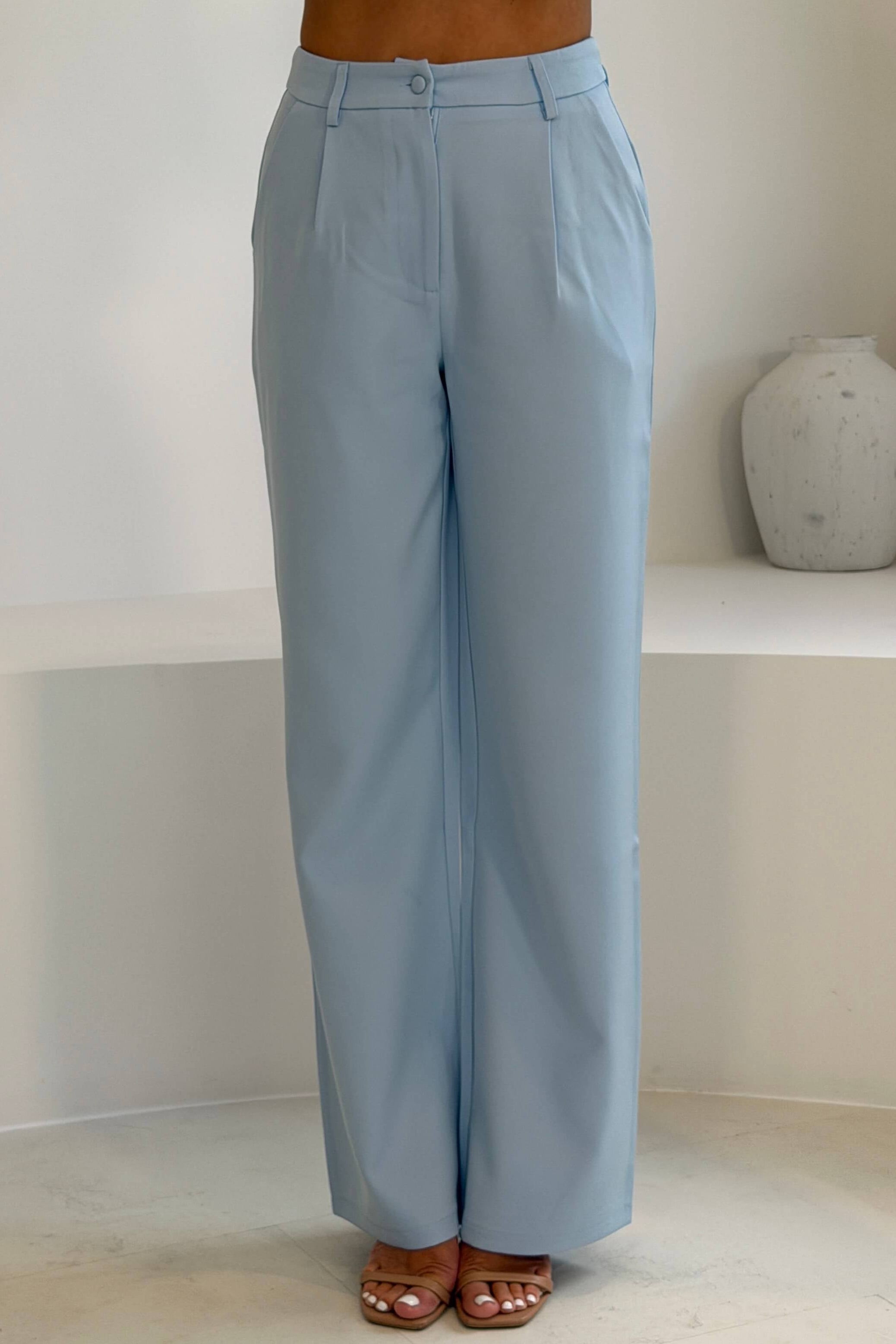 Jo Pleat Detail Tailored Trouser Sky Blue