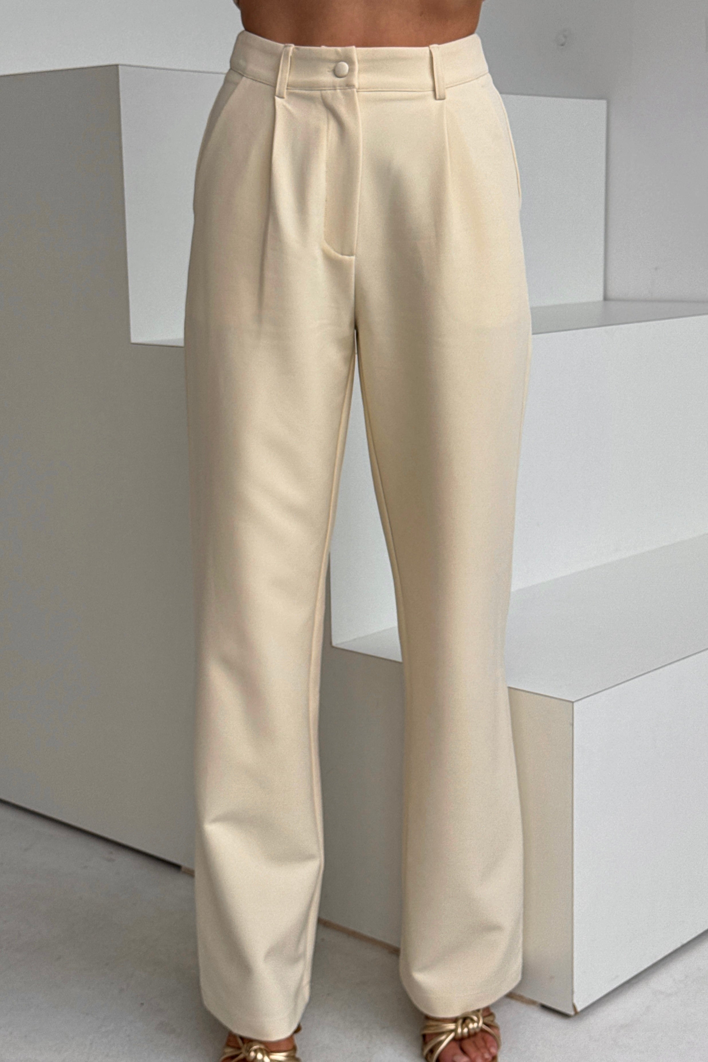 Jo Pleat Detail Tailored Trouser Ivory