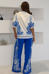Kaia Blue Print Wide Leg Trousers