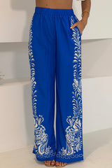 Kaia Blue Print Wide Leg Trousers