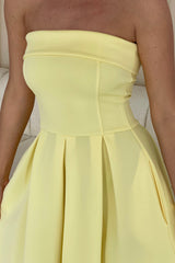 Danni Strapless Bandeau Midi Dress Yellow