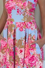 Danni Strapless Bandeau Midi Dress Floral