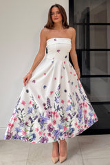 Danni Strapless Bandeau Midi Dress ivory