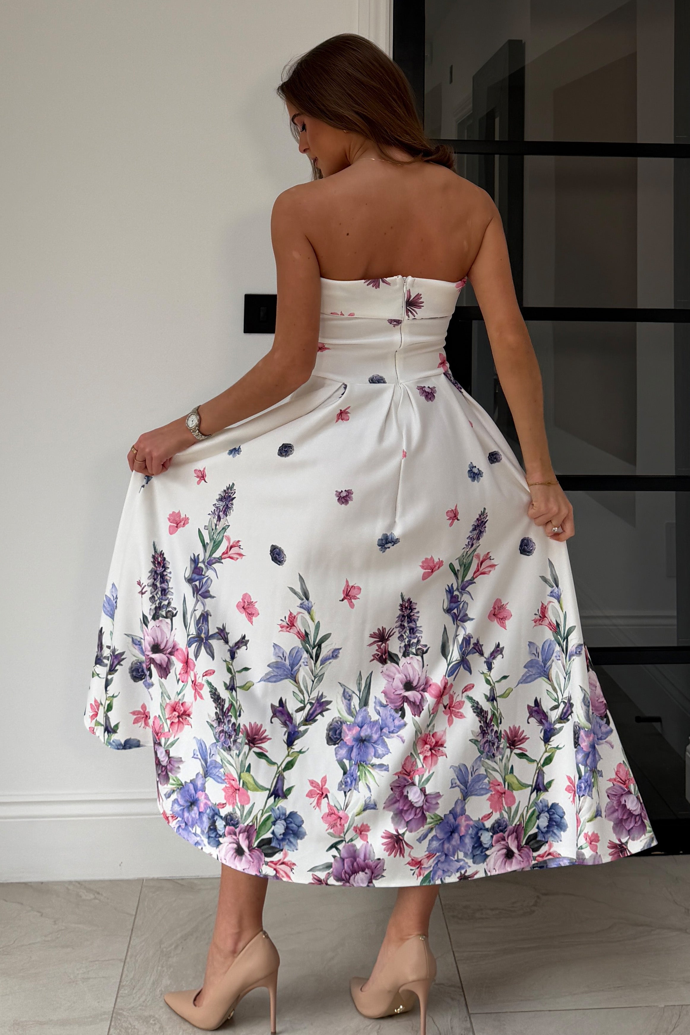 Danni Strapless Bandeau Midi Dress ivory