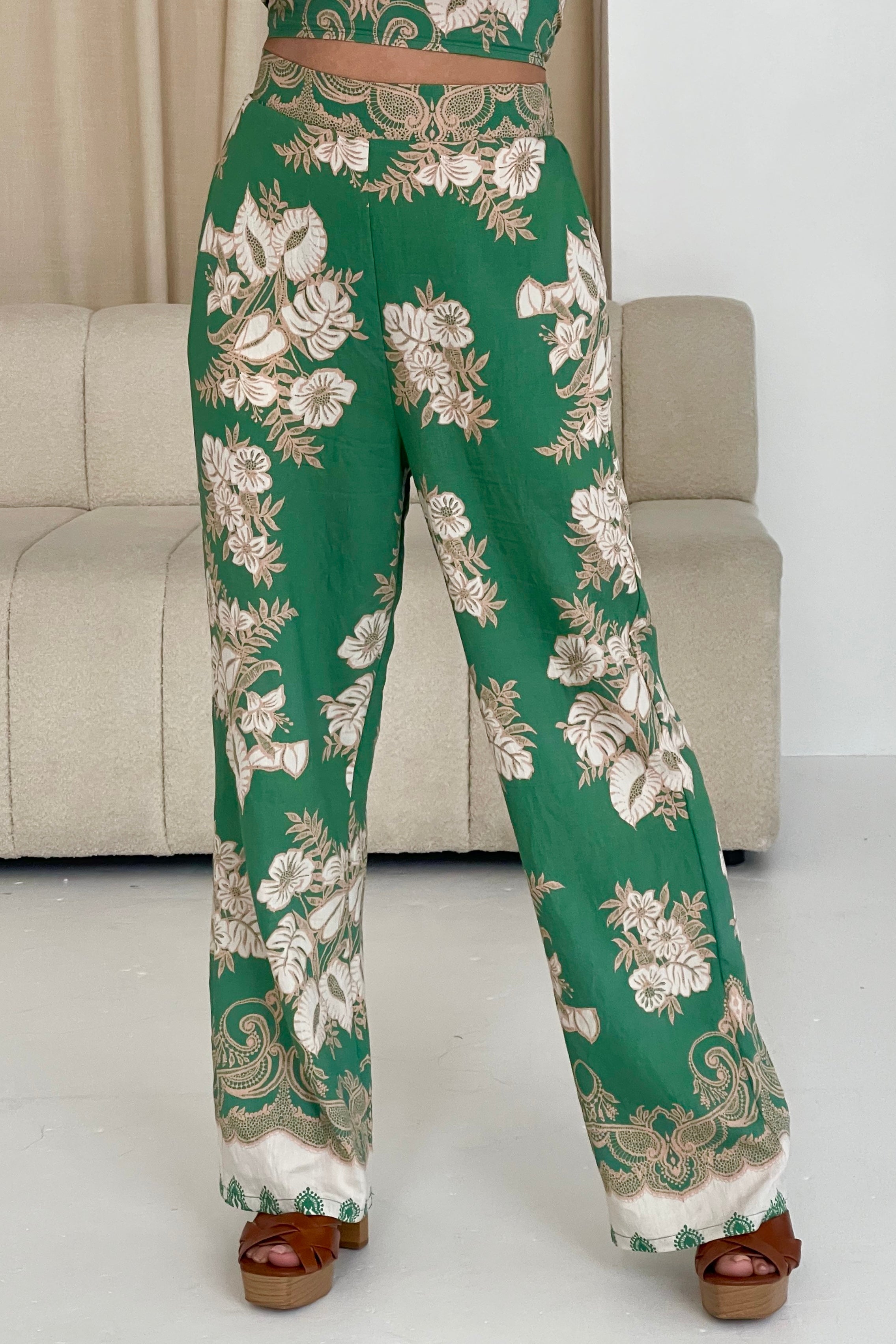 Blossom Green Floral Print Trouser