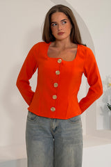 Archer Square Neck Long Sleeve Jacket Orange