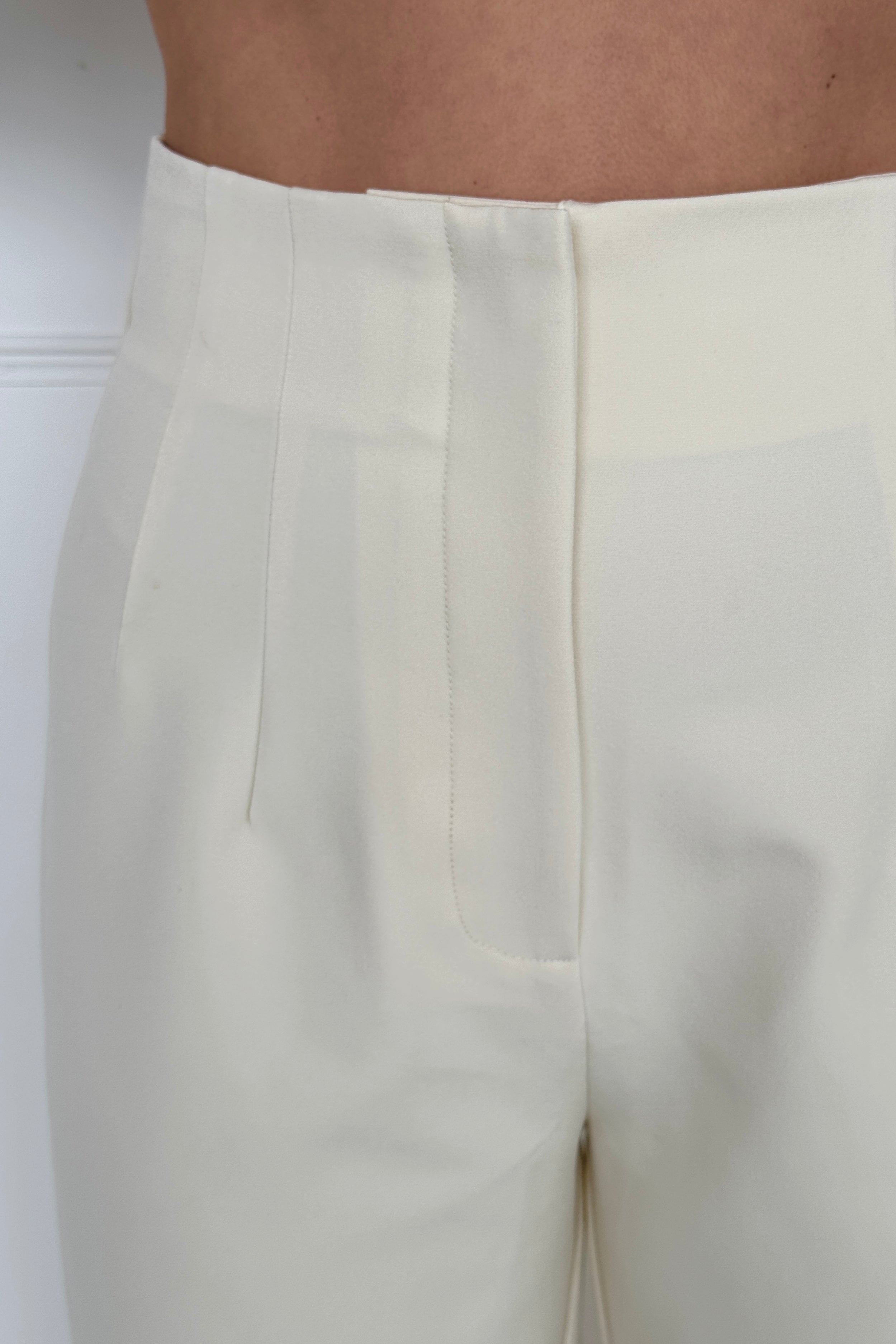 Carey High Waisted Fitted Wide Leg Trouser Ivory