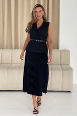 Jacqueline Belted Longline Waistcoat Black