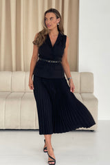 Jacqueline Belted Longline Waistcoat Black