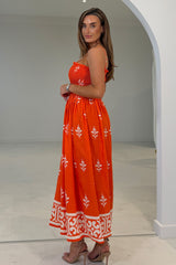 Abby Orange Border Print Maxi Dress
