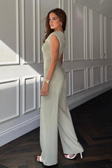 Donna Asymmetric Neckline Jumpsuit Sage