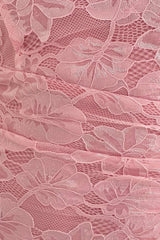 Heidi Pink Lace Ruched Midi Dress