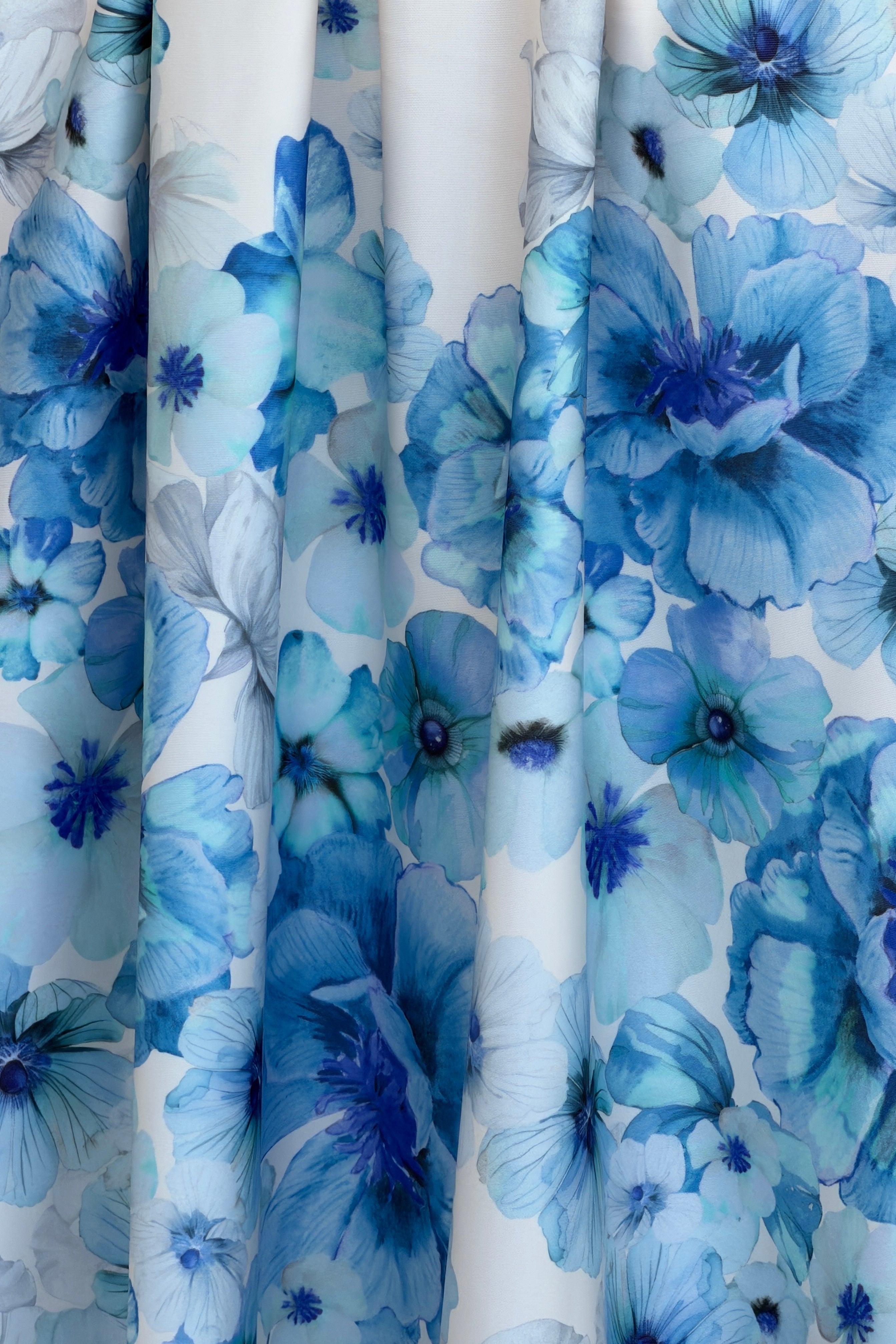 Erica Square Neck Pleated Midi Dress Floral Blue