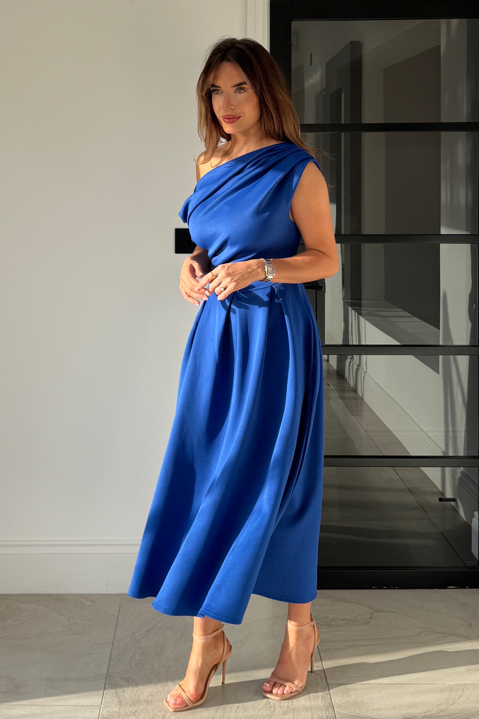 Betty Asymmetric Midi Dress Cobalt