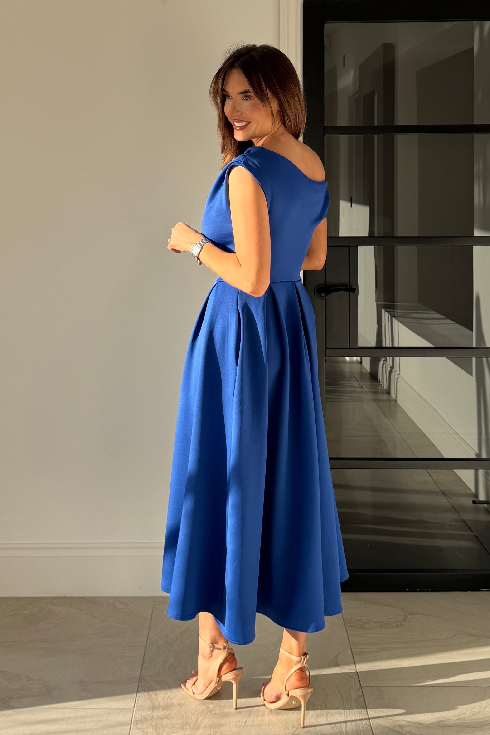 Betty Asymmetric Midi Dress Cobalt
