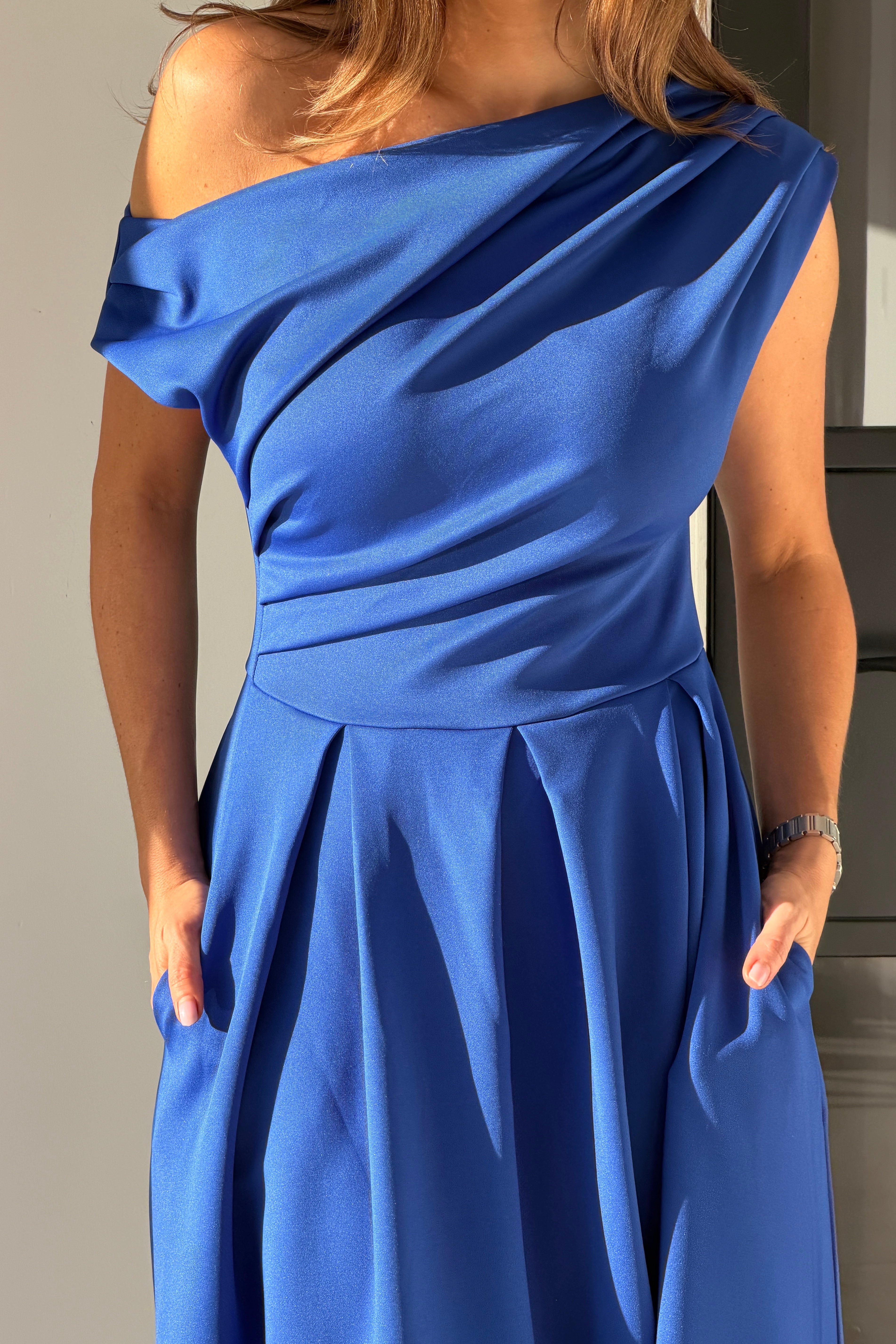 Betty Asymmetric Midi Dress Cobalt