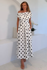 Betty Asymmetric Midi Dress Polka