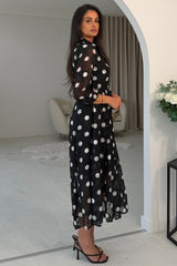 Angela Long Sleeve Maxi Shirt Dress Spot Burnout