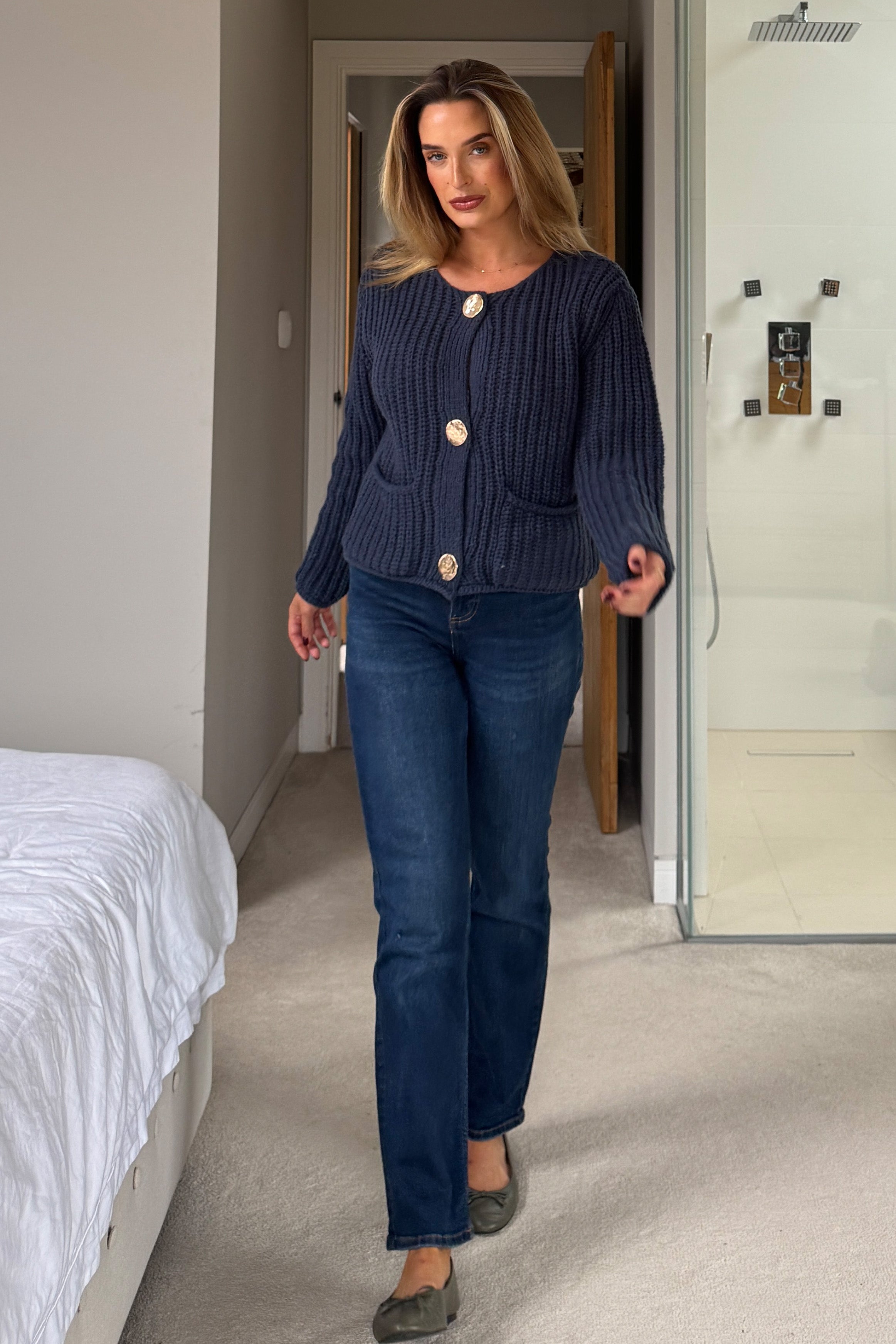 Kelbie Chunky Knit Cardigan Navy