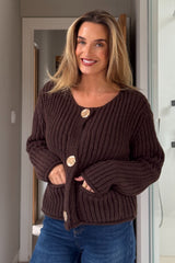 Kelbie Chunky Knit Cardigan Chocolate