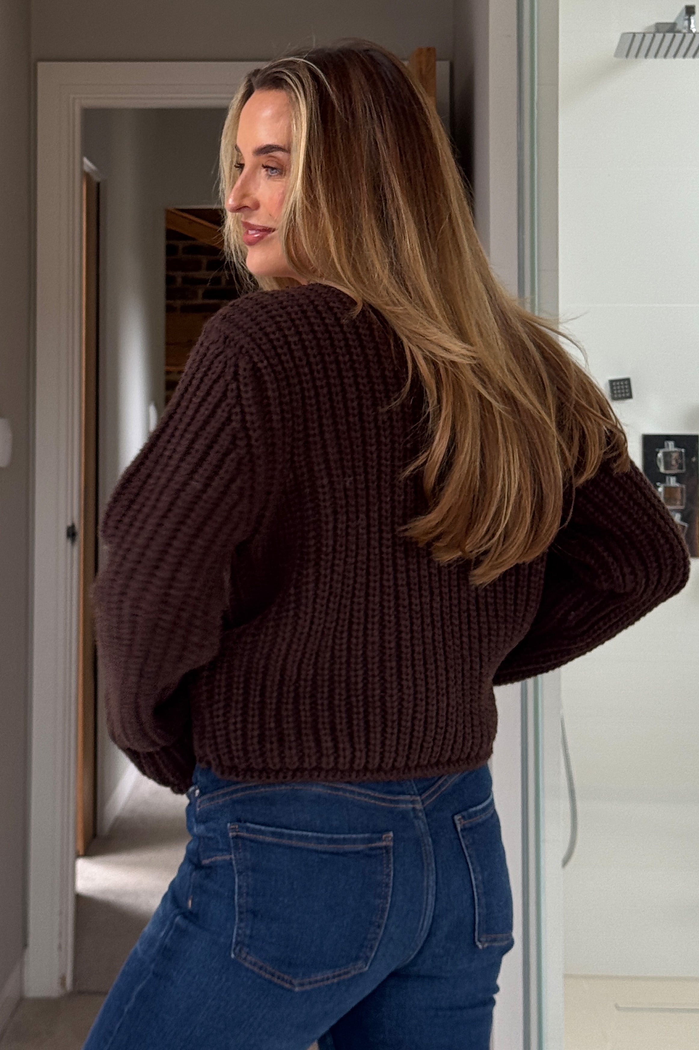 Kelbie Chunky Knit Cardigan Chocolate