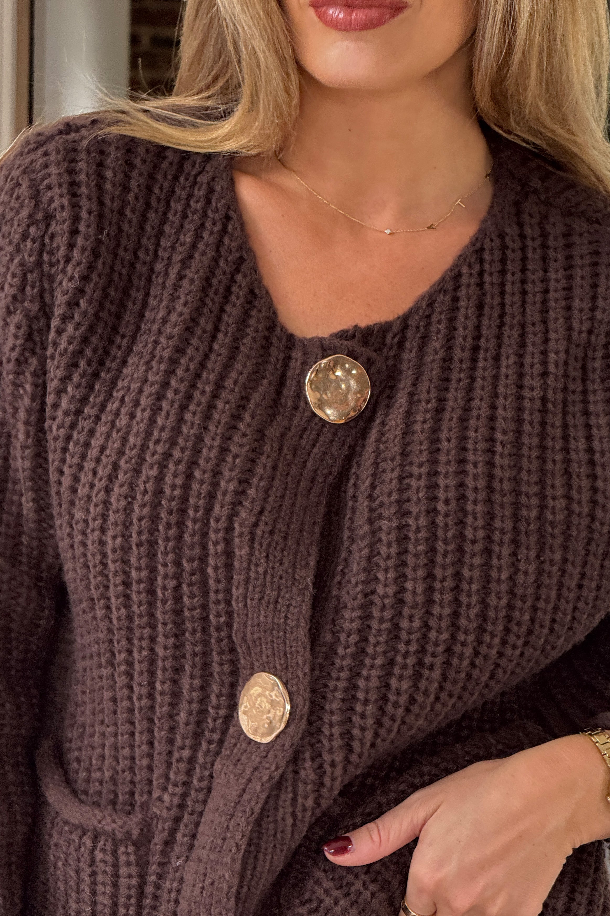 Kelbie Chunky Knit Cardigan Chocolate