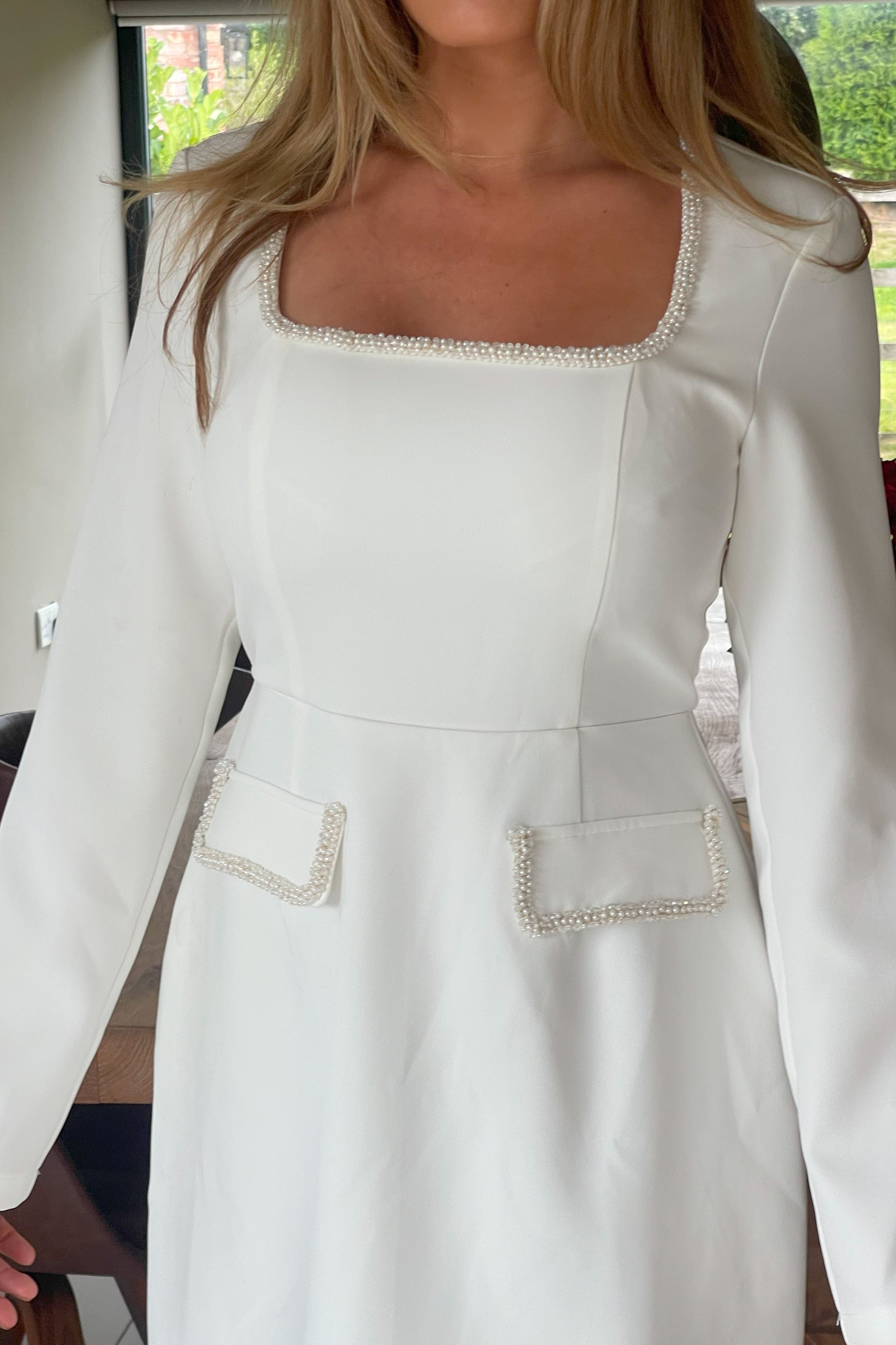 Amaranta Square Neck Mini Dress Ivory