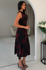 Leilani Twister Shoulder Skater Midi Dress Black