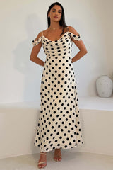 Julie Cowl Neck Maxi Dress White Spot