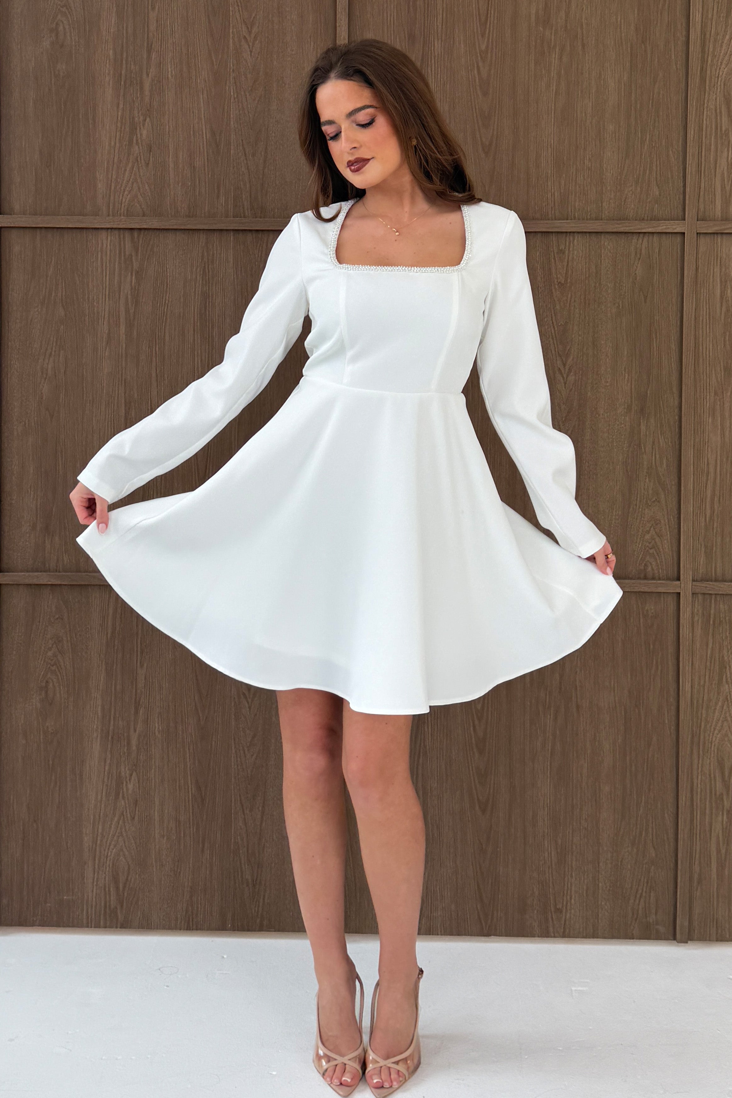 Kathryn Square Neck Mini Dress White