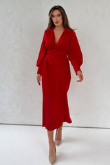 Kelly Wrap Over Maxi Dress Red