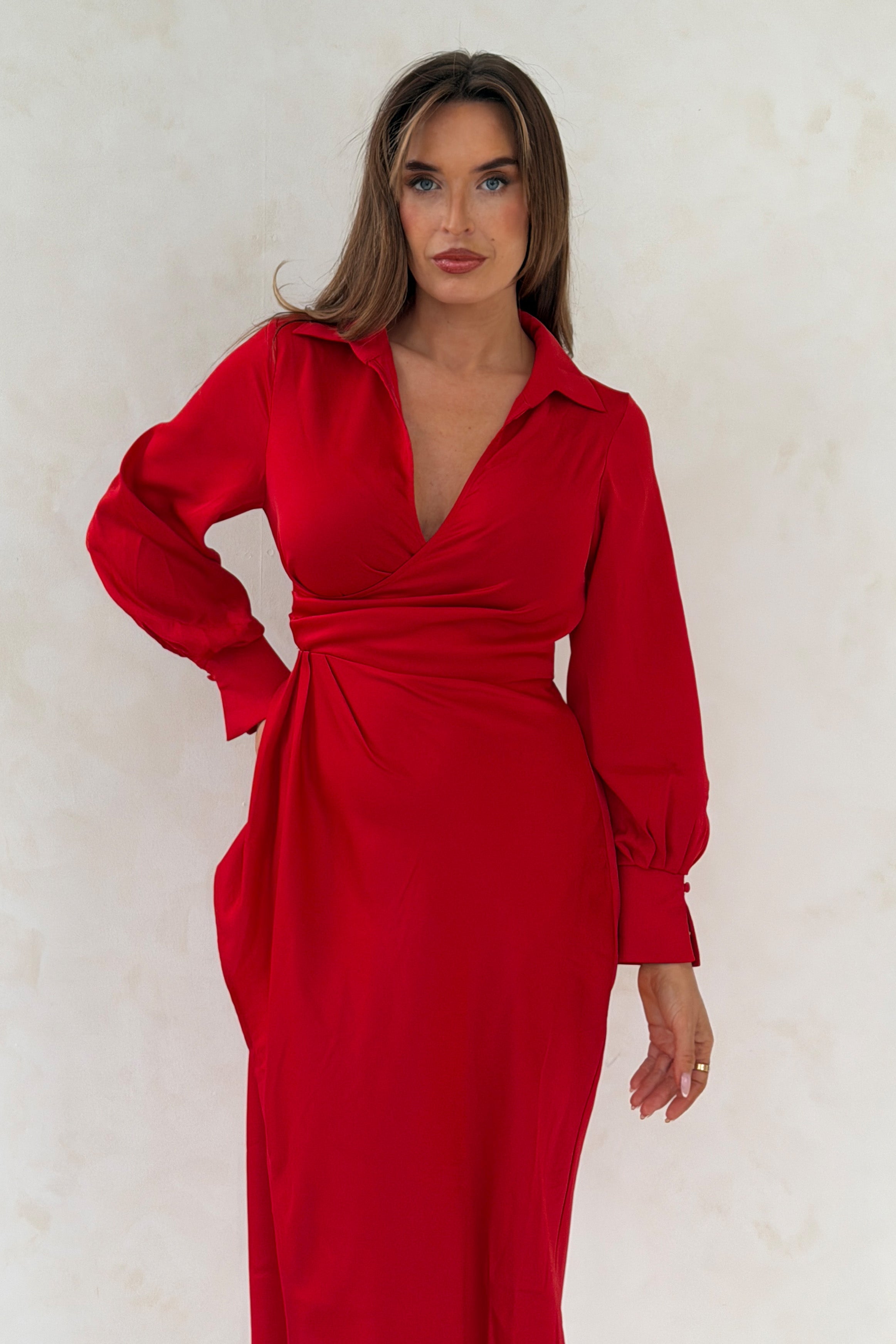 Kelly Wrap Over Maxi Dress Red